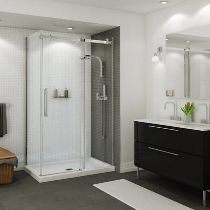 B3Square 4836 Acrylic Alcove Shower Base in White with Center Drain