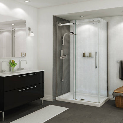 B3Square 4836 Acrylic Alcove Shower Base in White with Center Drain