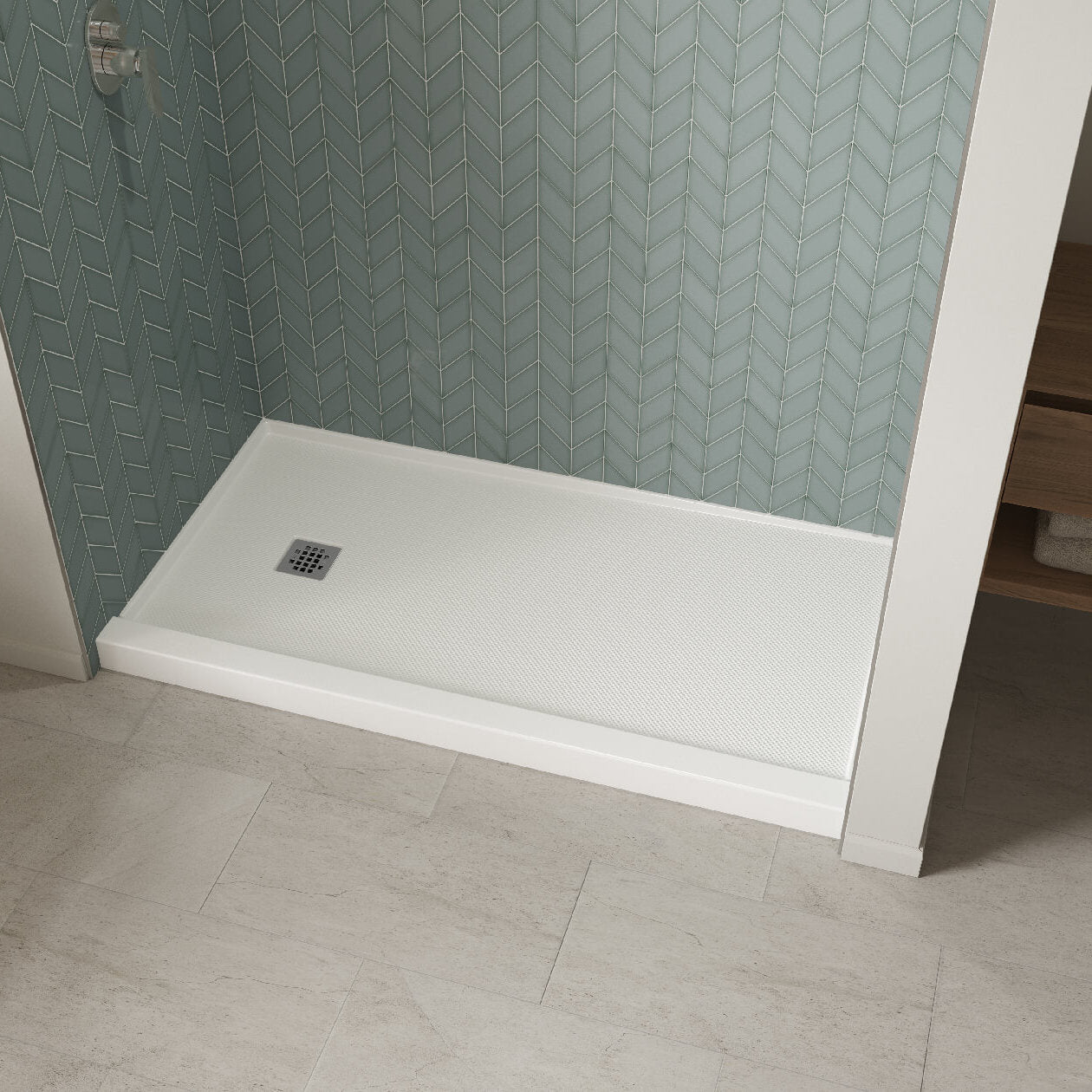 B3X 6032 Acrylic Alcove Shower Base with Left-Hand Drain in White