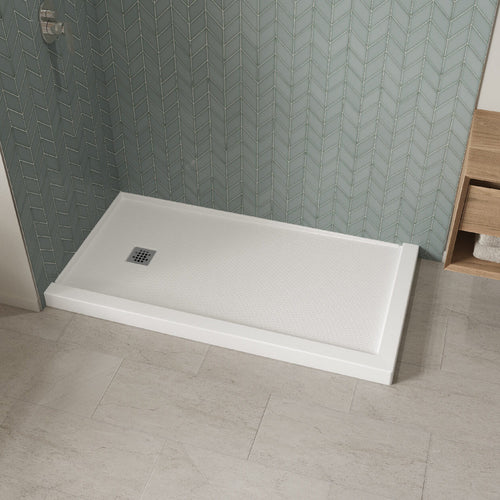 B3X 6032 Acrylic Corner Left Shower Base with Left-Hand Drain in White