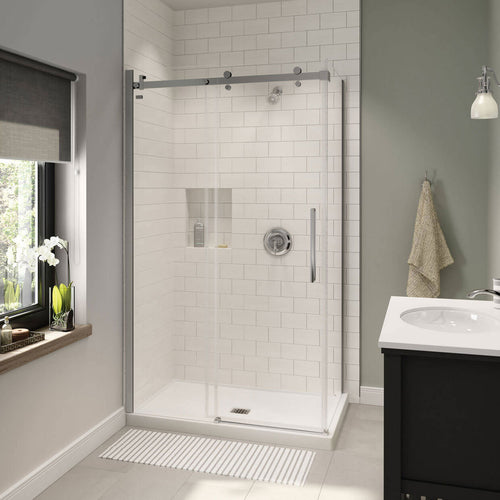 B3X 4836 Acrylic Corner Left Shower Base with Center Drain in White