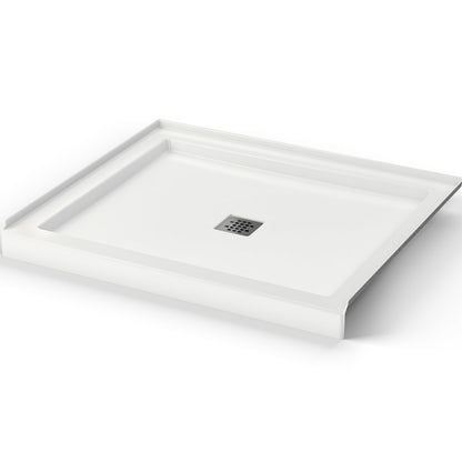 B3Square 4236 Acrylic Alcove Shower Base in White with Center Drain