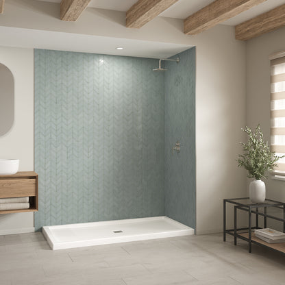 B3Square 7236 Acrylic Alcove Shower Base in White with Center Drain