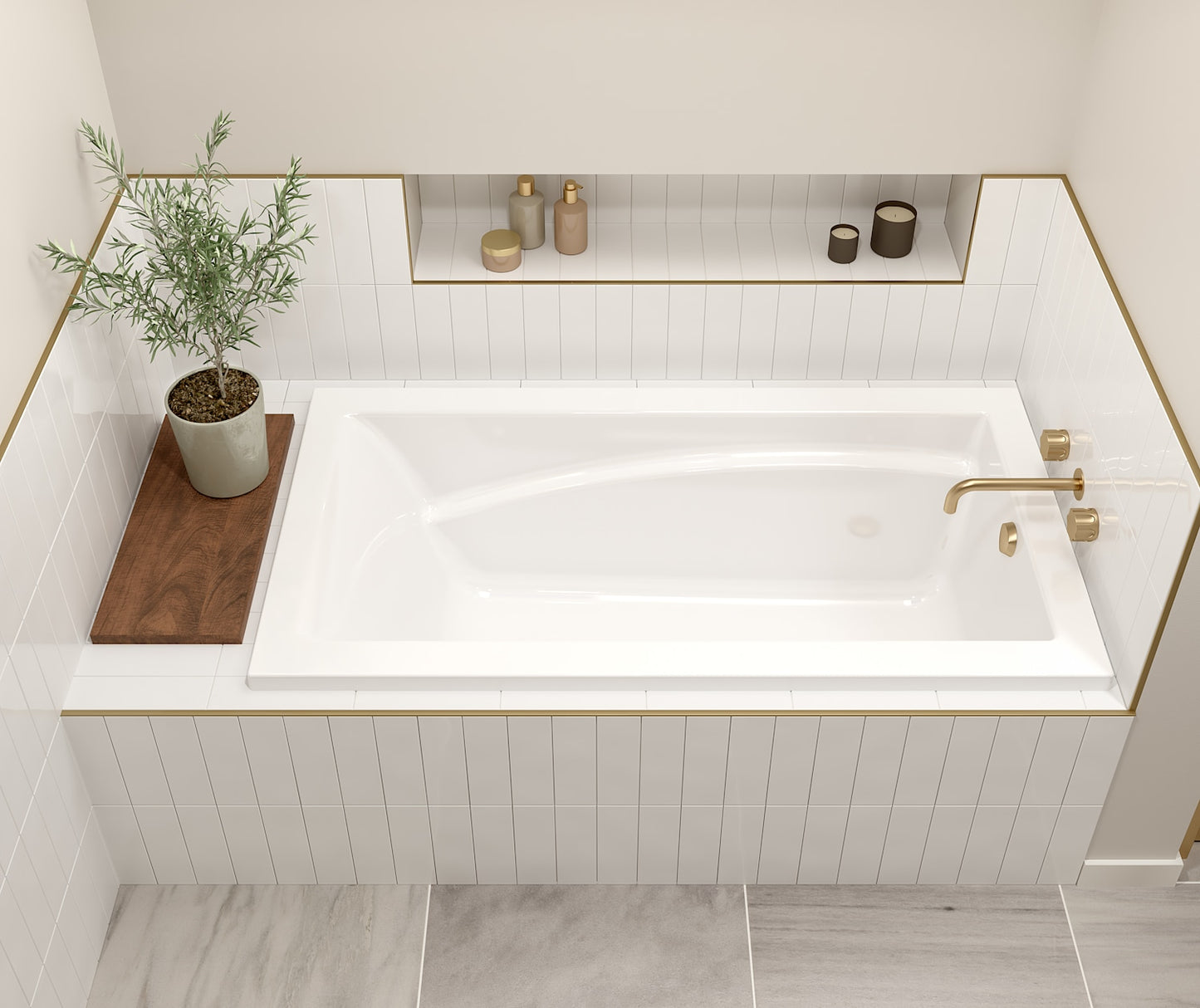 Optik 6032 Acrylic Drop-in End Drain Bathtub in White