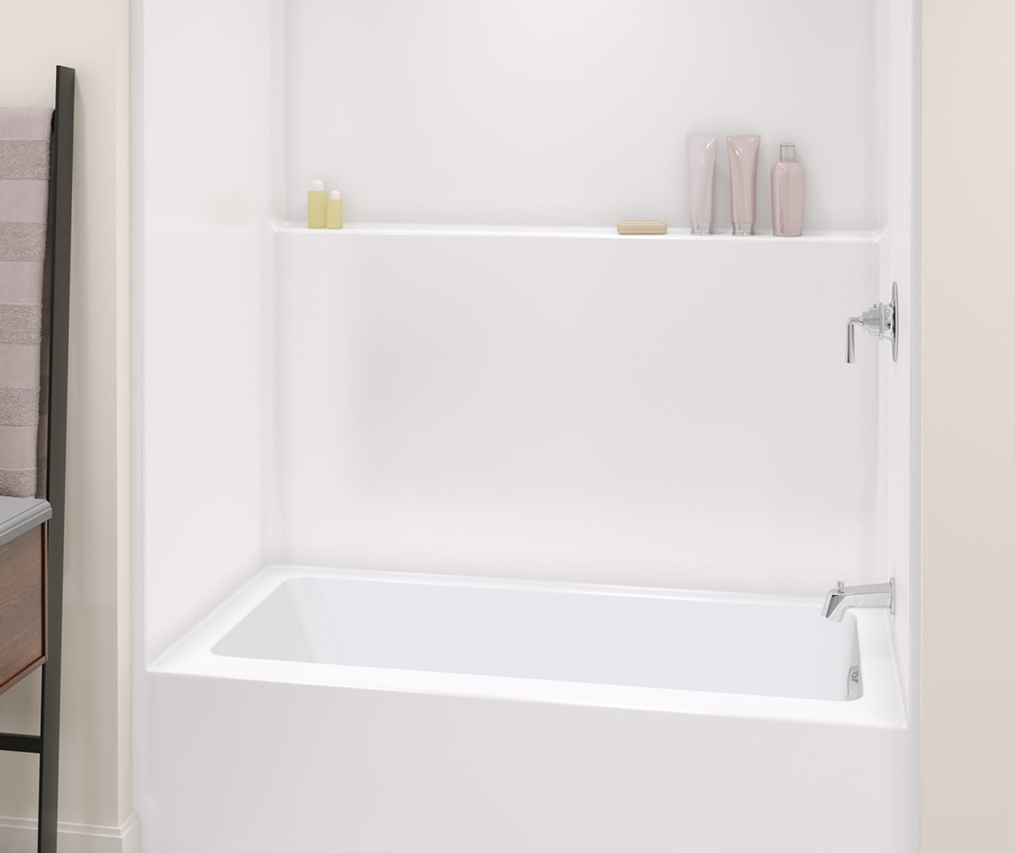 Icon TS6032 AcrylXâ¢ Alcove Left Hand Drain One-Piece Tub Shower in White