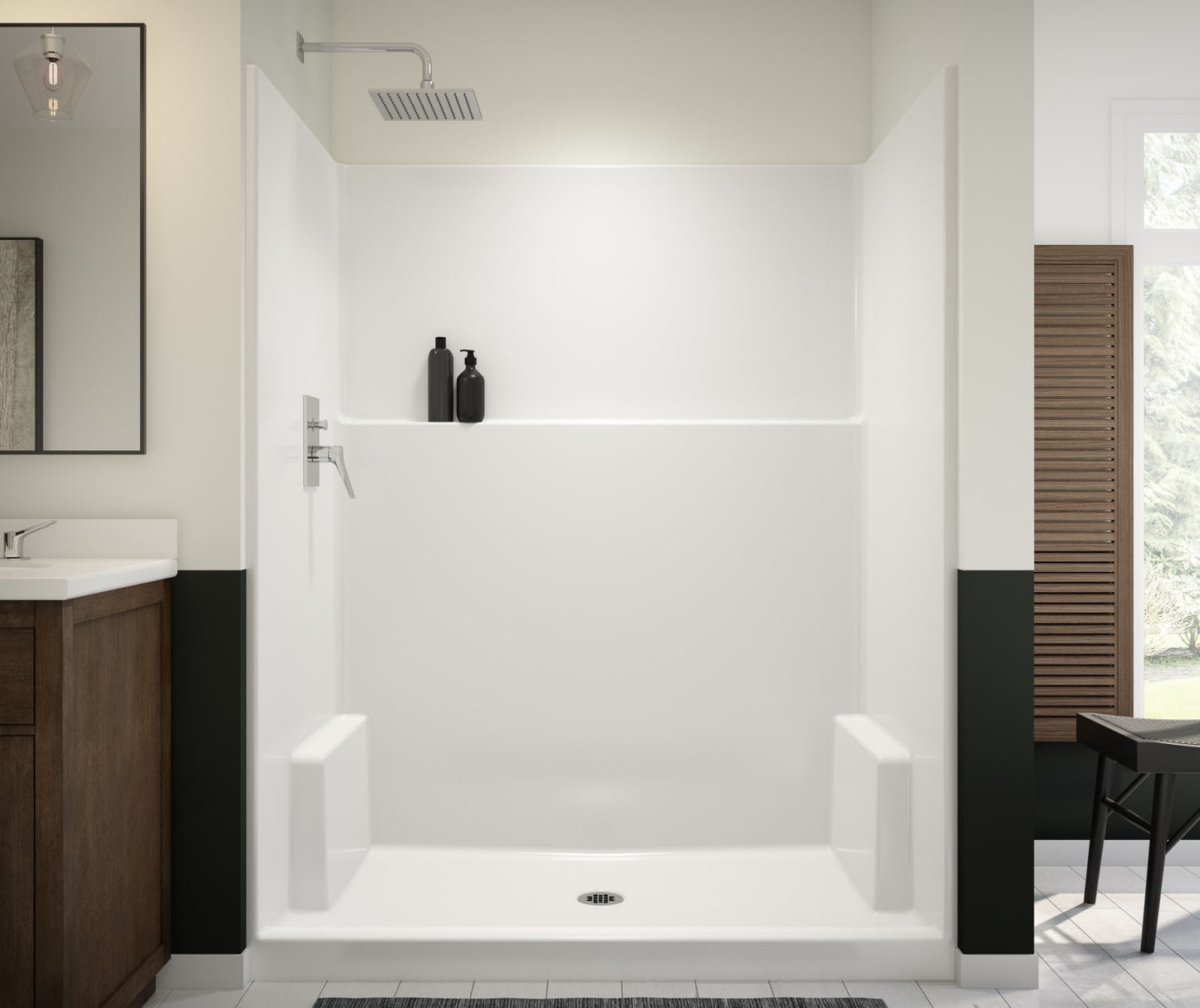 Icon SH6036 AcrylX™ Alcove Center Drain One-Piece Shower in White