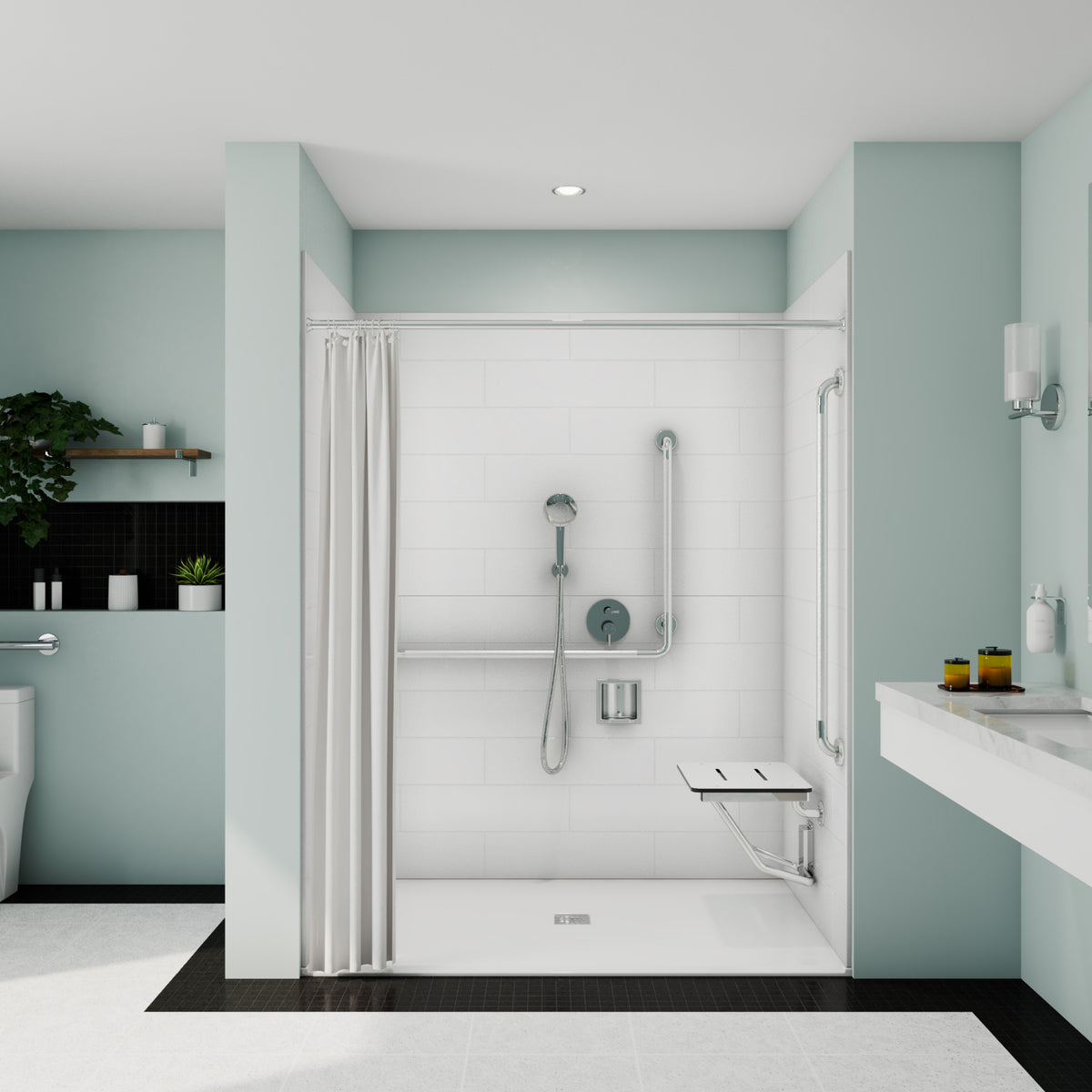 Acolyte 6238 Alcove Five-Piece Shower with Center Drain