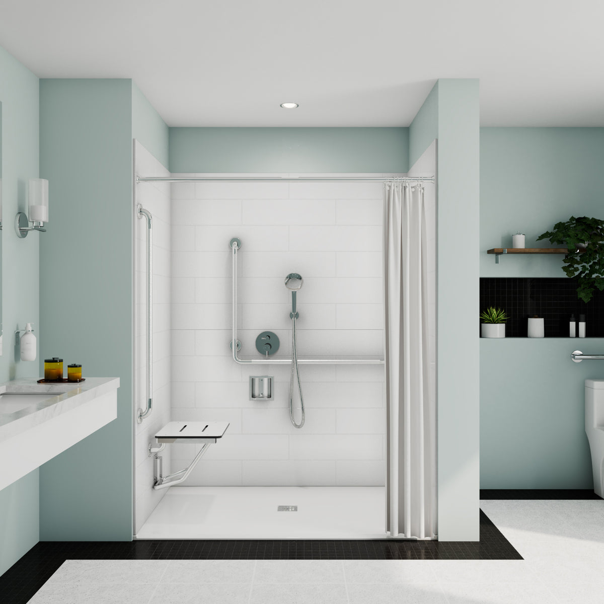 Acolyte 6238 Alcove Five-Piece Shower with Center Drain