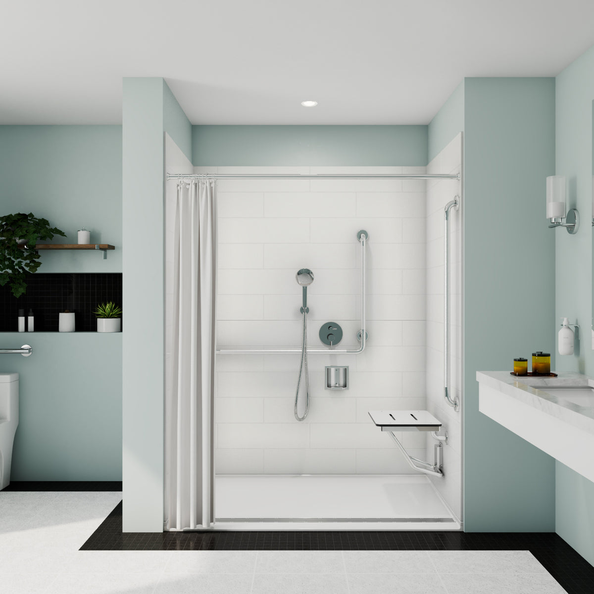 Acolyte 6238 Alcove Five-Piece Shower with Linear Drain