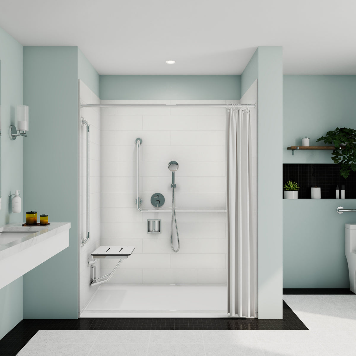 Acolyte 6238 Alcove Five-Piece Shower with Linear Drain