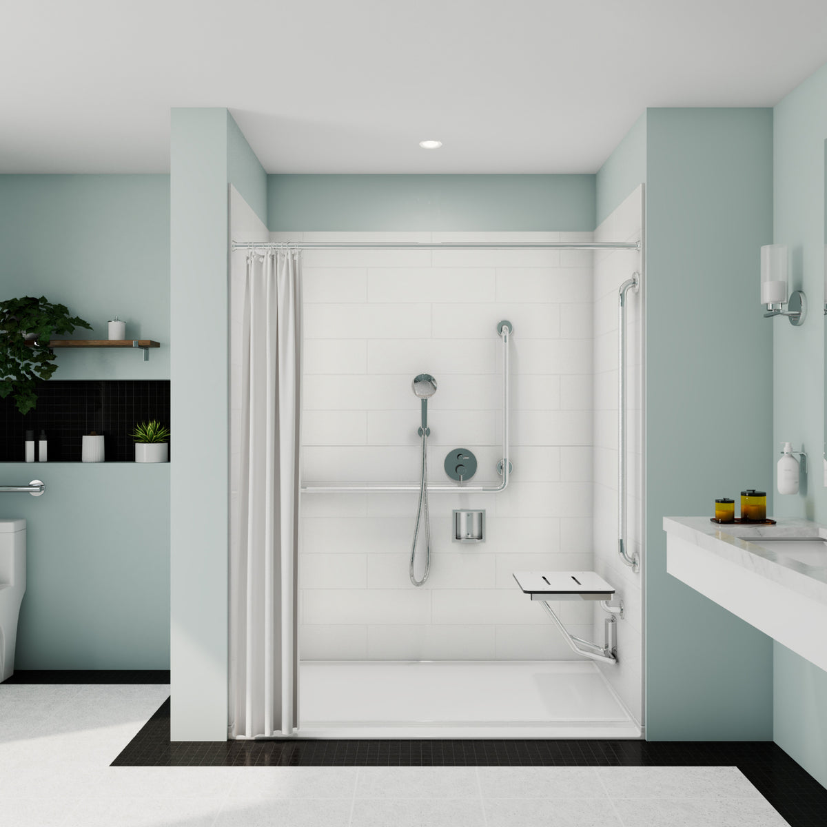 Acolyte 6238 Alcove Five-Piece Shower with Linear Drain