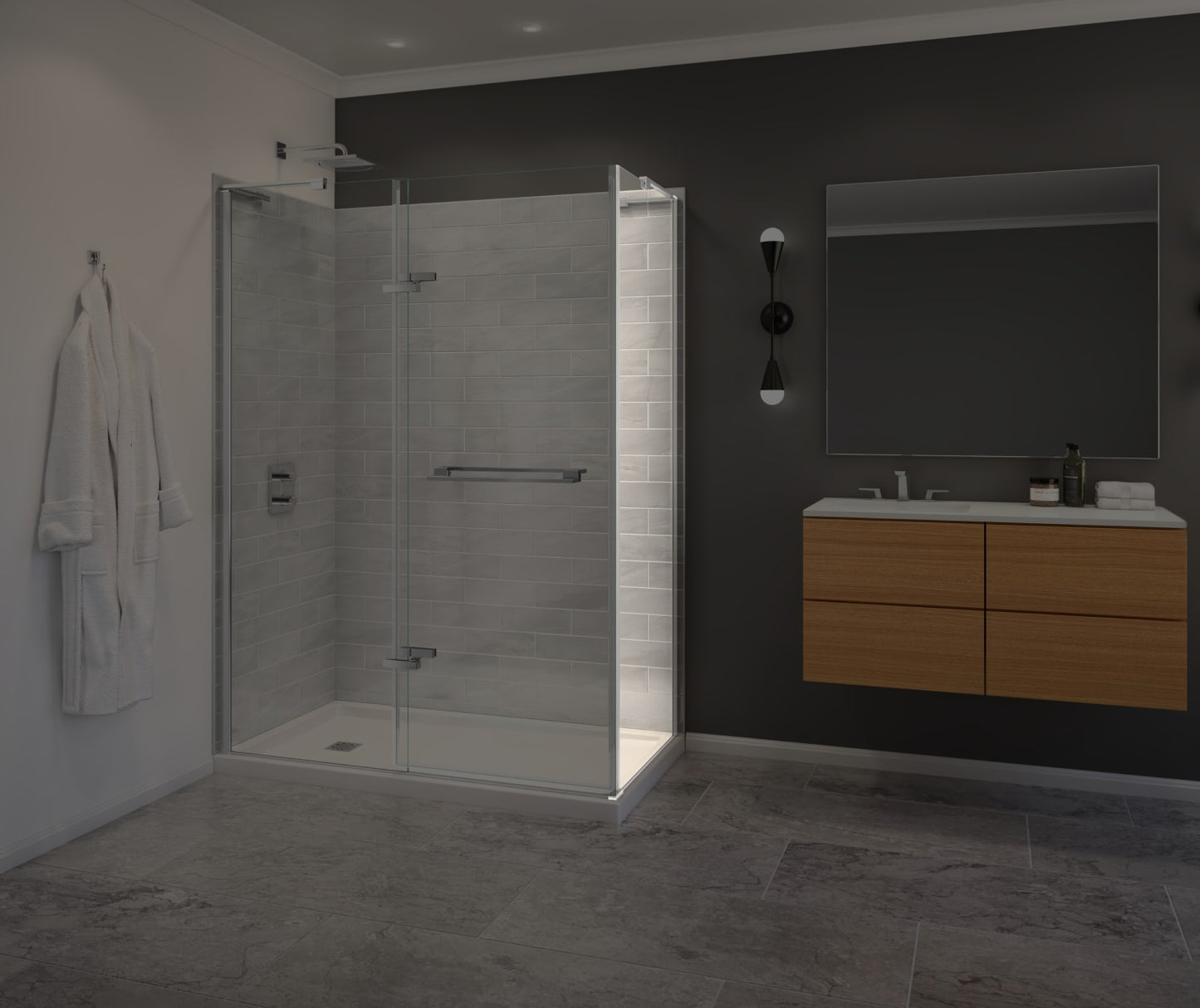 Capella 78 Screen and Return Panel for 36 in. Base with GlassShieldÂ® glass in Chrome