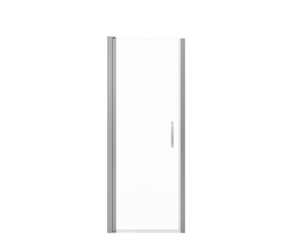 Cappadocia 27-29 x 68 in. 6 mm Pivot Shower Door for Alcove Installation with Clear glass & Round Handle in Chrome
