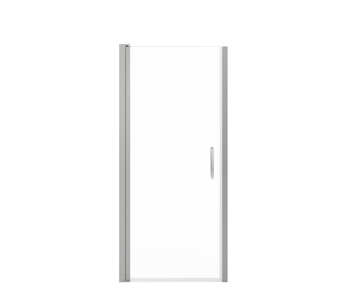 Cappadocia 31-33 x 68 in. 6 mm Pivot Shower Door for Alcove Installation with Clear glass & Round Handle in Chrome