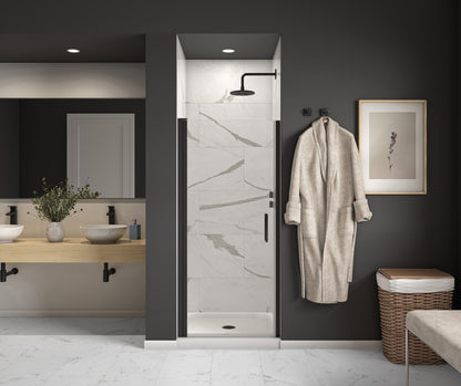 Cappadocia 31-33 x 68 in. 6 mm Pivot Shower Door for Alcove Installation with Clear glass & Round Handle in Chrome