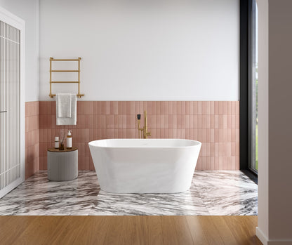Chorale 60 x 30 Acrylic Freestanding Center Drain Bathtub in White with White Skirt