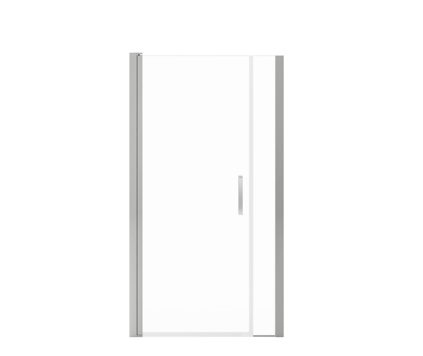 Manhattan 35-37 x 68 in. 6 mm Pivot Shower Door for Alcove Installation with Clear glass & Round Handle in Chrome