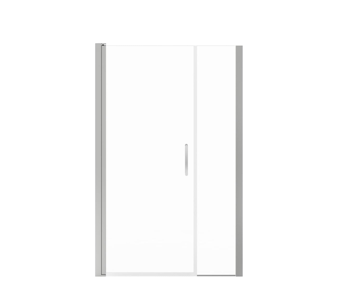 Manhattan 45-47 x 68 in. 6 mm Pivot Shower Door for Alcove Installation with Clear glass & Round Handle in Chrome