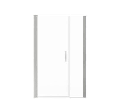 Manhattan 45-47 x 68 in. 6 mm Pivot Shower Door for Alcove Installation with Clear glass & Round Handle in Chrome