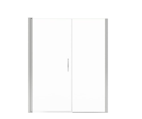 Manhattan 57-59 x 68 in. 6 mm Pivot Shower Door for Alcove Installation with Clear glass & Round Handle in Chrome