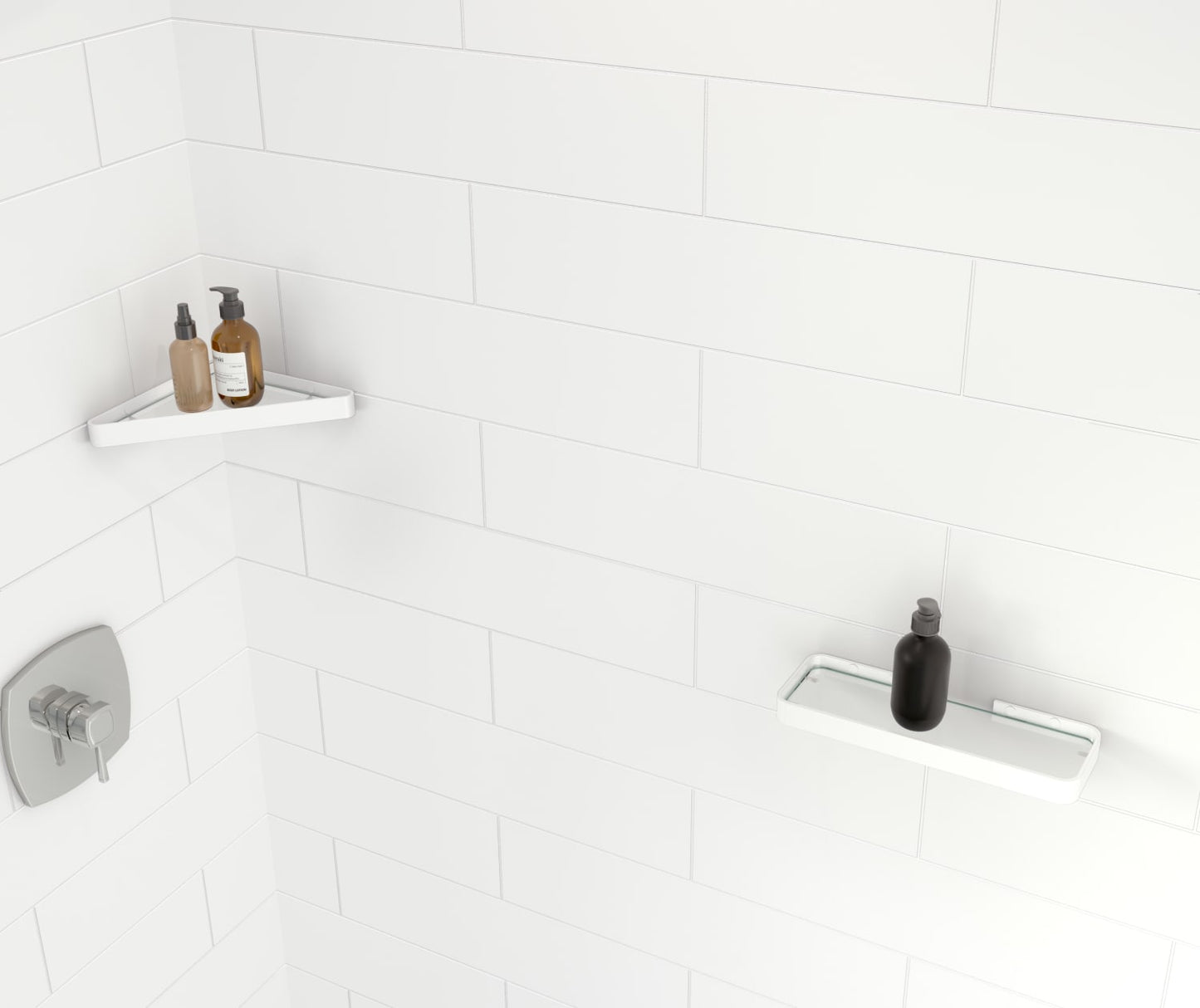 Manhattan Rectangular Shelf with Glass in Glossy White