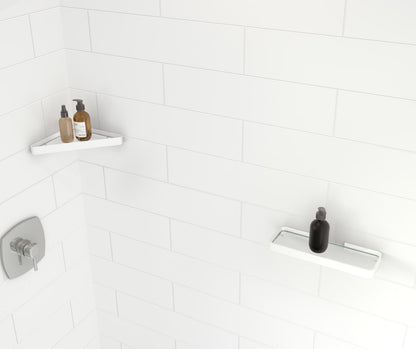 Manhattan Rectangular Shelf with Glass in Glossy White