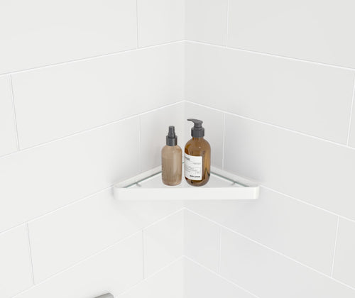 Manhattan Corner Shelf with Glass in Glossy White
