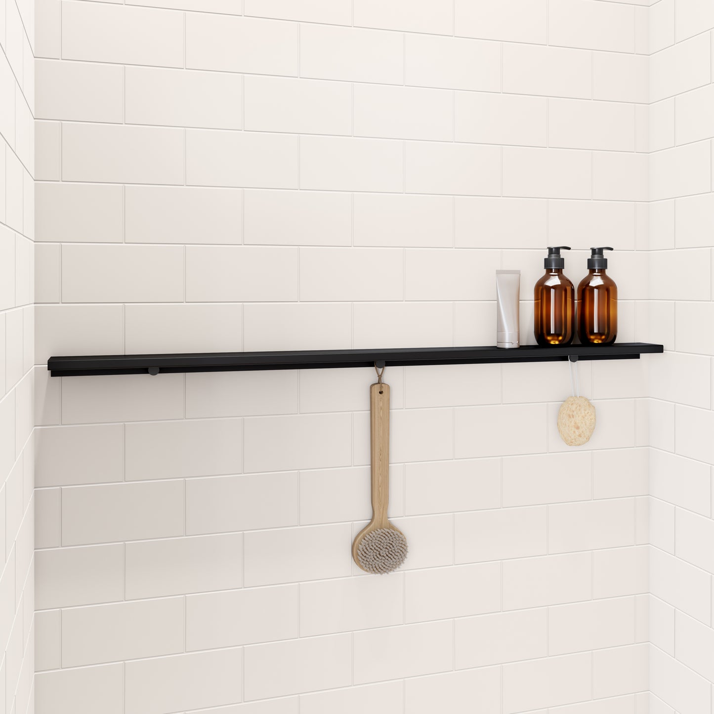 Neptune Viva 45 in. Long Shelf in Matte White/Matte Black