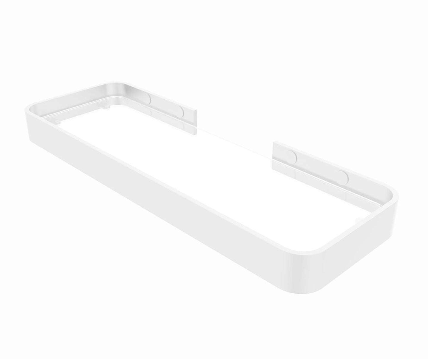 Manhattan Rectangular Shelf with Glass in Glossy White