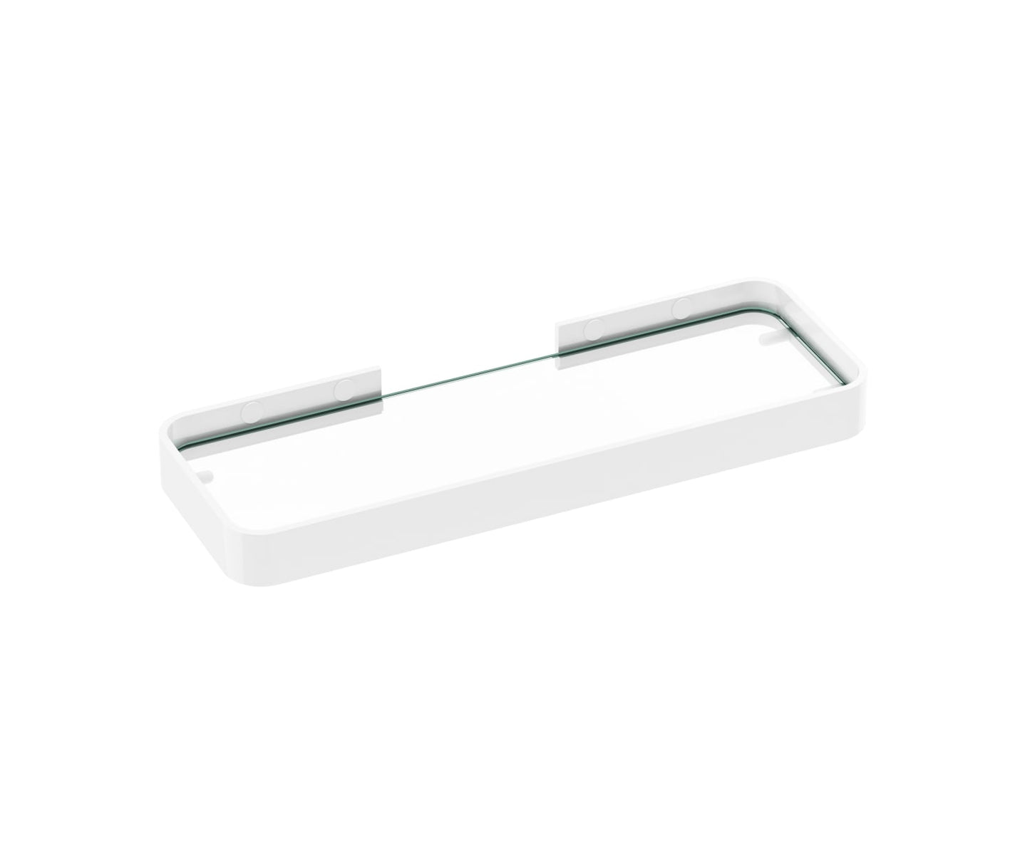 Manhattan Rectangular Shelf with Glass in Glossy White