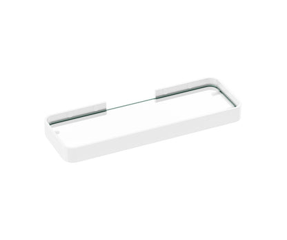 Manhattan Rectangular Shelf with Glass in Glossy White