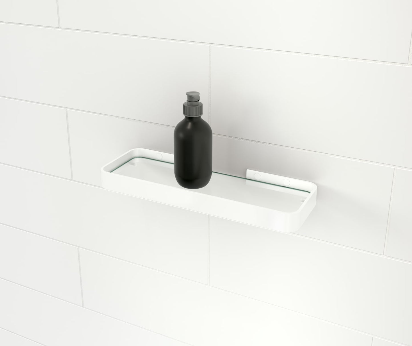 Manhattan Rectangular Shelf with Glass in Glossy White