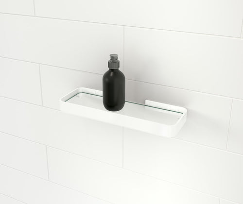 Manhattan Rectangular Shelf with Glass in Glossy White