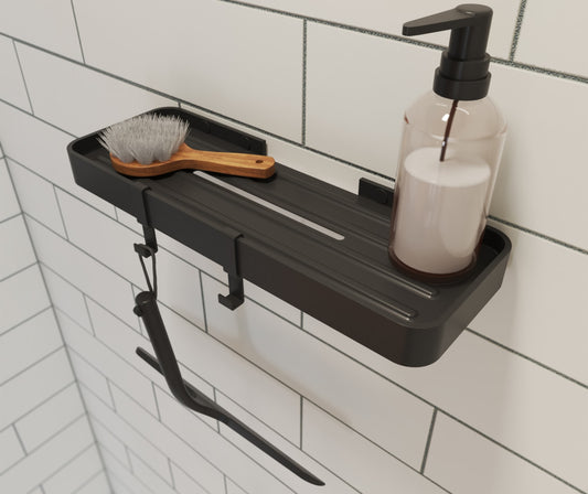 Manhattan Rectangular Shelf with Soap Tray in Black