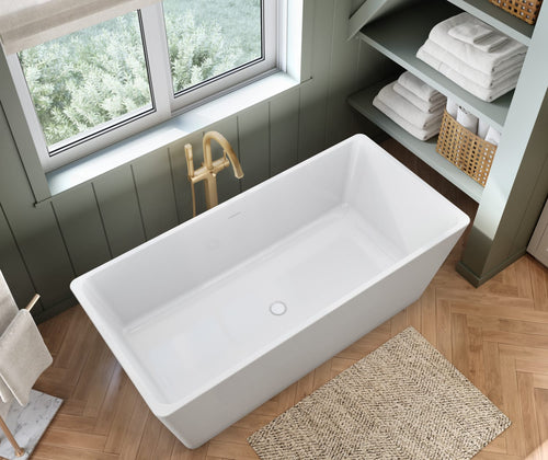 Nota 67 x 31 Acrylic Freestanding Center Drain Bathtub in White with White Skirt