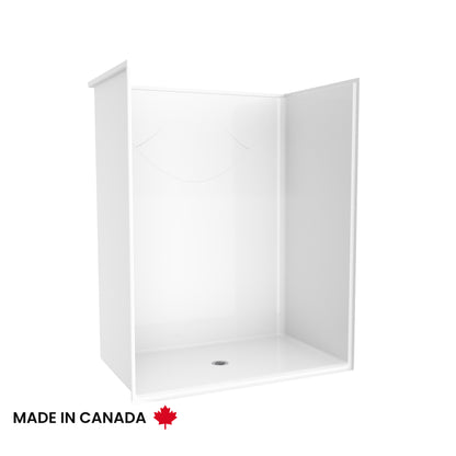 Neptune Banff BFS-6036F AcrylX™ Alcove Center Drain One-Piece Shower in White