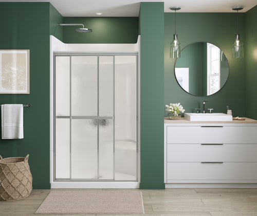 Polar 42-47 ½ x 68 in. Bypass Shower Door for Alcove Installation with Raindrop glass in Chrome