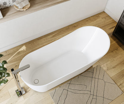 Sinfoni 67 x 29 Acrylic Freestanding End Drain Bathtub in White with White Skirt