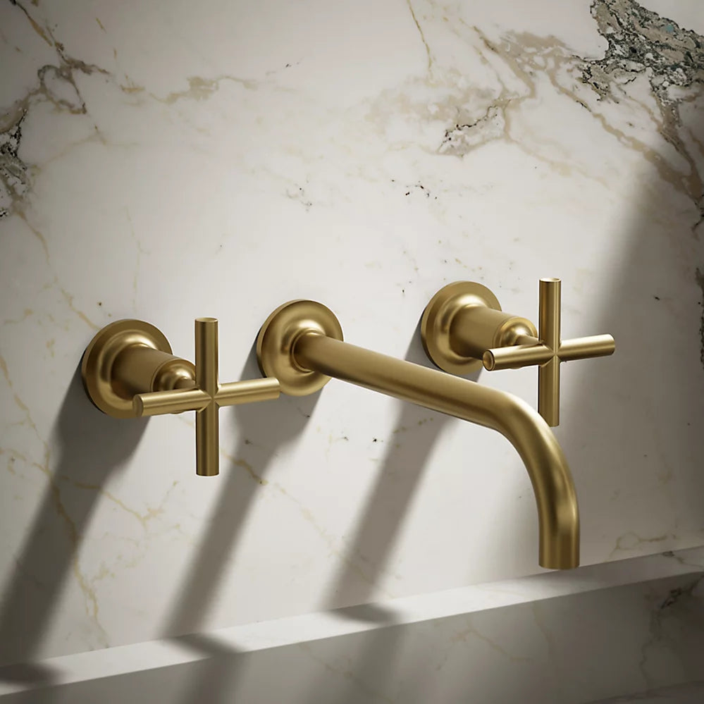 Purist® Wall-mount bathroom sink faucet trim with Cross handles, 1.2 gpm