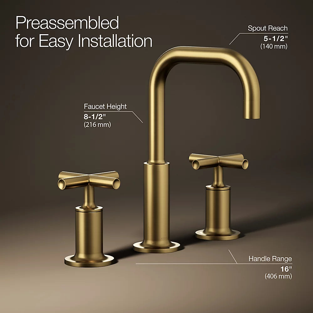 Purist® Widespread bathroom sink faucet with Cross handles, 1.2 gpm