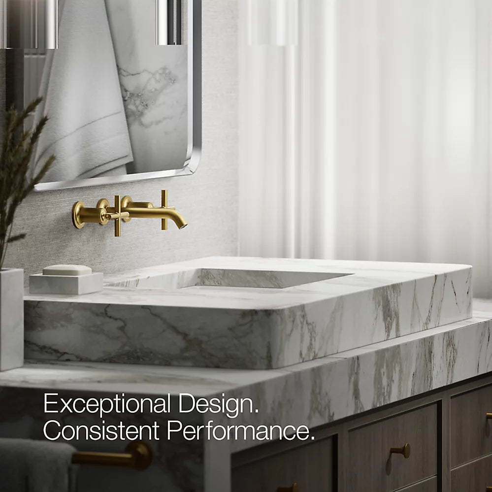 Purist® Wall-mount bathroom sink faucet trim with Cross handles, 1.2 gpm