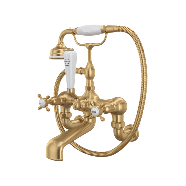 Perrin & Rowe Edwardian Exposed Wall Mount Tub Filler with Handshower
