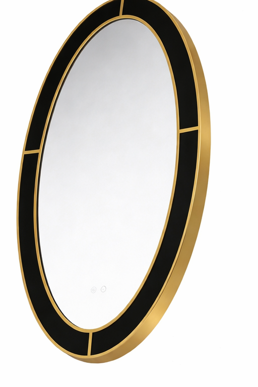 Lumina LED Oval Bathroom Mirror – 28" x 43" | Gold Black & Apricot Pear