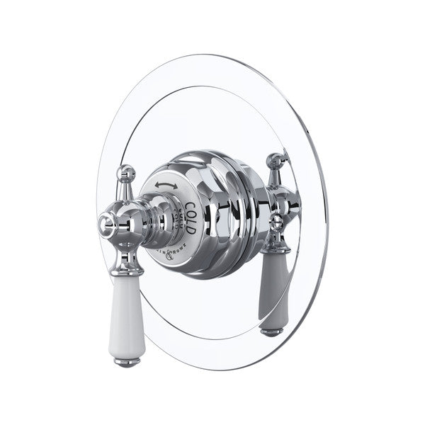 Perrin & Rowe Edwardian Era Round Thermostatic Trim Plate Without Volume Control - With Metal Lever Handle.5565L