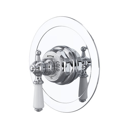 Perrin & Rowe Edwardian Era Round Thermostatic Trim Plate Without Volume Control - With Metal Lever Handle.5565L