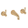 Perrin & Rowe Deco 3-Hole Wall Mount 7" Spout Tub Filler - With Metal Lever Handle.3178LS