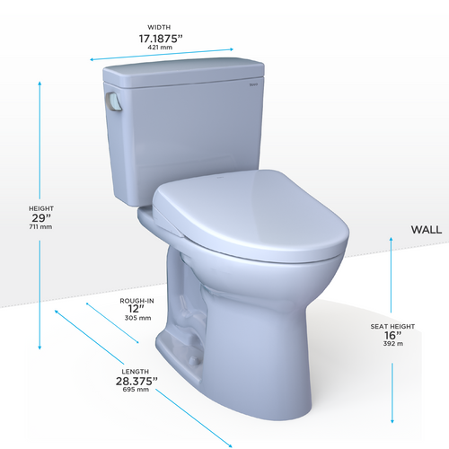 Toto Drake Washlet+ Two-Piece Toilet Elongated - 1.6 Gpf With Washlet