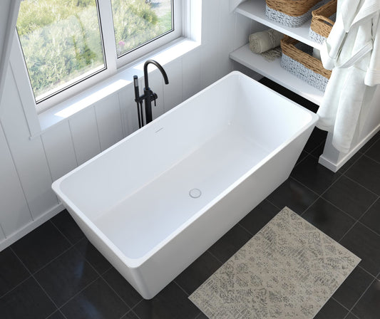Nakuru 67 x 31 Acrylic Freestanding Rectangular Center Drain Bathtub in White