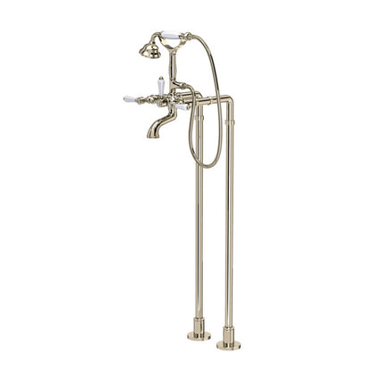 ROHL Exposed Floor Mount Tub Filler With Handshower & Floor Pillar Legs Or Supply Unions