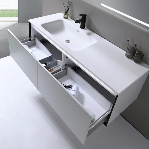 Neo 55" Wall-Mount Single Sink Bathroom Vanity - Golzar Home